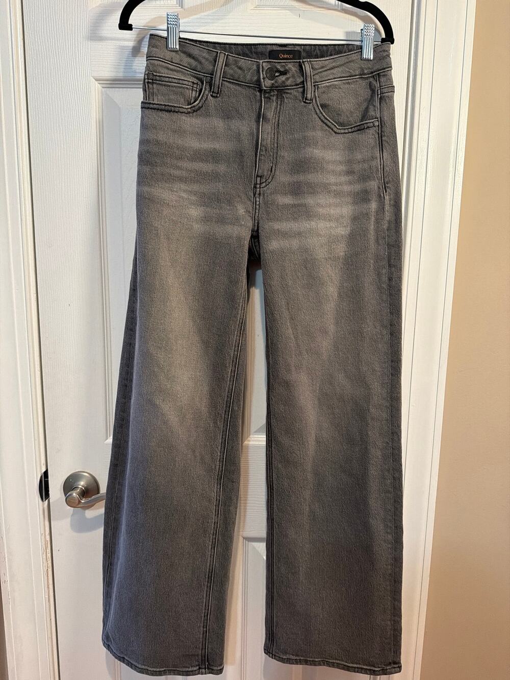 Quince Bella Stretch Wide Leg Jeans Gray Wash High Rise Size 27